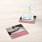 Benutzerdefinierter Foto QR-Code - Rosa Leder Save Rechteckiger Pappuntersetzer (Vor Ort)