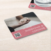 Benutzerdefinierter Foto QR-Code - Rosa Leder Save Rechteckiger Pappuntersetzer (angewinkelt)