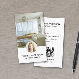 Benutzerdefinierter Foto-QR Professional Interior Visitenkarte