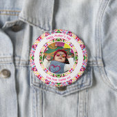 Benutzerdefinierter Foto Spaß Rosa Fröhlicher Mutt Button (Beispiel)
