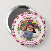 Benutzerdefinierter Foto Spaß Rosa Fröhlicher Mutt Button (Vorne & Hinten)