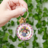 Benutzerdefinierter Foto Spaß Rosa Fröhlicher Mutt Schlüsselanhänger (Hand)