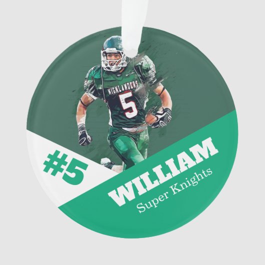 Benutzerdefinierter Foto-Sportschalter / Button-Fu Ornament (Vorderseite)