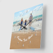 Benutzerdefinierter Foto Text Blockieren Sie Ihre  Quadratische Wanduhr (Winkel)