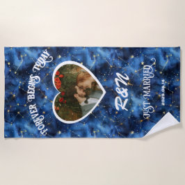 Benutzerdefinierter Foto-Text für das Hochzeithalt Strandtuch