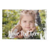 Benutzerdefinierter Foto Text Rosa weiße Farbstrei Kissenbezug (Rückseite)