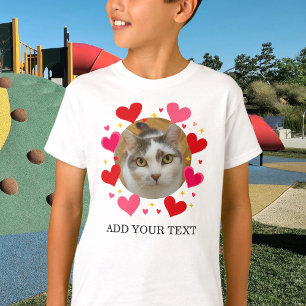 Benutzerdefinierter Foto-Text Rote Herzen Personal T-Shirt