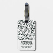 Benutzerdefinierter Foto- und Monogramm-Damast Gepäckanhänger (Rückseite vertikal)