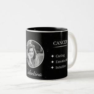Benutzerdefinierter Foto- und Namens-Cancer-Sternz Zweifarbige Tasse