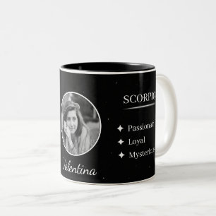 Benutzerdefinierter Foto- und Namens-Skorpion-Ster Zweifarbige Tasse