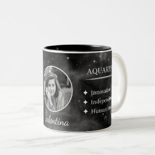 Benutzerdefinierter Foto- und Namens-Wassermann-St Zweifarbige Tasse