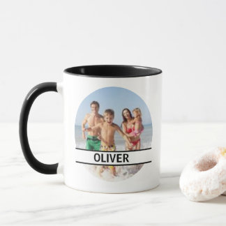 Benutzerdefinierter Foto- und Namensbuchstabe 'O' Tasse