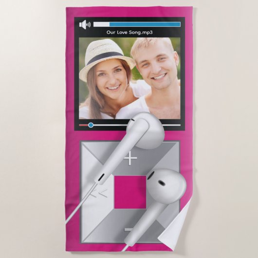 Benutzerdefinierter Foto- und Songname-MP3-Player Strandtuch (Vorderseite)