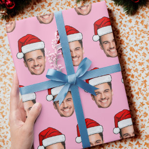 Benutzerdefinierter Foto-Weihnachtsmannhut Einziga Geschenkpapier