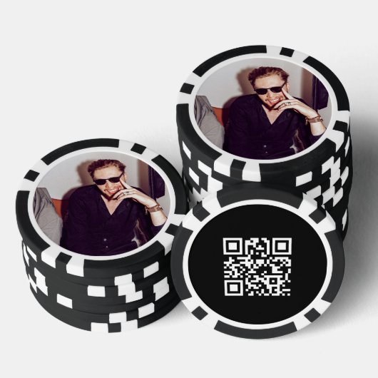 Benutzerdefinierter Foto-Werbe-QR-Code Schwarz Wei Pokerchips (Stapel)