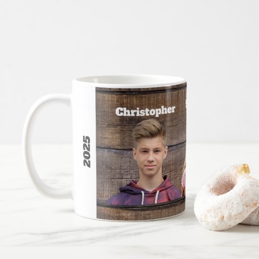 Benutzerdefinierter Fotobecher 3 Foto-Gesichter Kaffeetasse (Mit Donut)