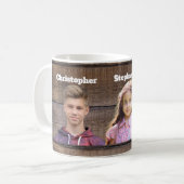 Benutzerdefinierter Fotobecher 3 Foto-Gesichter Kaffeetasse (Vorderseite Links)