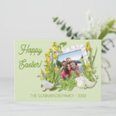 Benutzerdefinierter Fotorahmen glücklicher Ostergr Feiertagskarte (Stehend Vorderseite)