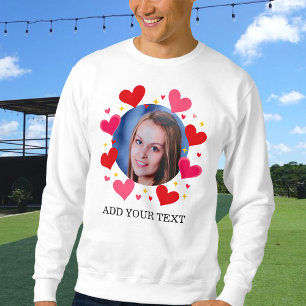 Benutzerdefinierter Fototext Rote Liebesherzen Per Sweatshirt
