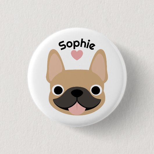 Benutzerdefinierter Französische Bulldogge Name Kn Button (Vorderseite)