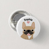 Benutzerdefinierter Französische Bulldogge Name Kn Button (Vorne & Hinten)