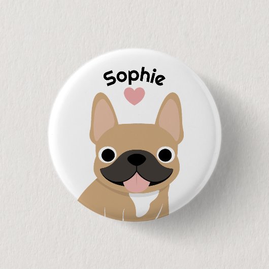Benutzerdefinierter Französische Bulldogge Name Kn Button (Vorderseite)