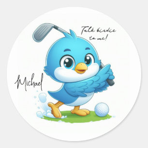 Benutzerdefinierter frecher Golfvogel-Cartoon Runder Aufkleber