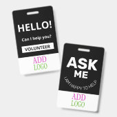 Benutzerdefinierter Freiwilliger - Foto-Pass-Name- Ausweis (Vorder- & Rückseite)