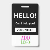 Benutzerdefinierter Freiwilliger - Foto-Pass-Name- Ausweis (Vorderseite)