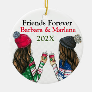 Benutzerdefinierter Freundschafts-Weihnachtsbaum Keramik Ornament