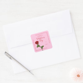 Benutzerdefinierter Froher Valentinstag Rose Quadr Quadratischer Aufkleber