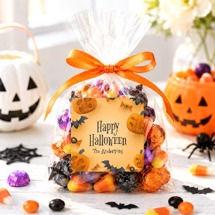 Benutzerdefinierter Frohes Halloween-Kürbis-Kinder Quadratischer Aufkleber