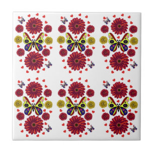 Benutzerdefinierter Frühlings-Schmetterling-Blumen Fliese