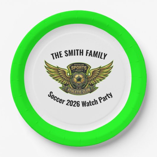 Benutzerdefinierter Fußball 2026-Überwachungsfeier Pappteller (Vorderseite)