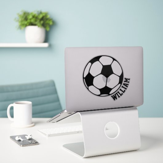 Benutzerdefinierter Fußball Aufkleber (Laptop auf Schreibtisch)