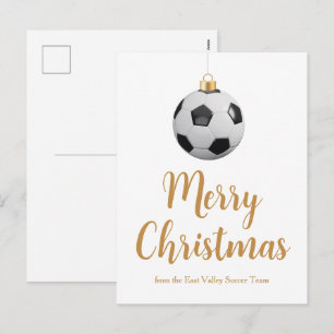 Benutzerdefinierter Fußball-Weihnachtsschmuck Froh Feiertagspostkarte