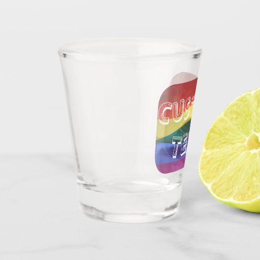 Benutzerdefinierter Gay Pride-Regenbogen-Text Schnapsglas (Links)