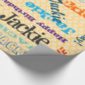 Benutzerdefinierter Geburtsname für orangefarbenes Geschenkpapier (Ecke)