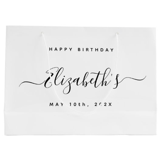 Benutzerdefinierter Geburtstag Große Geschenktüte (Rückseite)