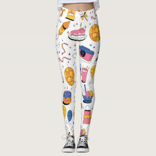 Benutzerdefinierter Geburtstag in Blau Pink Orange Leggings