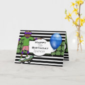 Benutzerdefinierter Geburtstag mit Skateboarder Karte (Gelbe Blume)