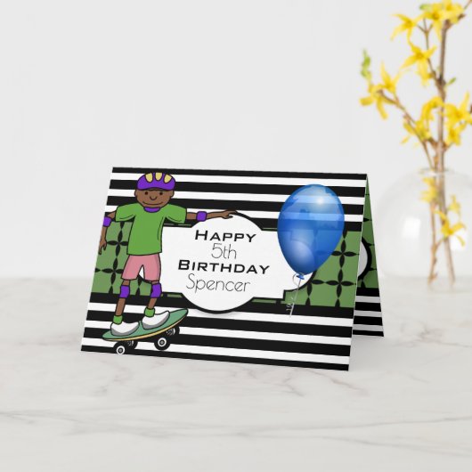 Benutzerdefinierter Geburtstag mit Skateboarder Karte (Gelbe Blume)