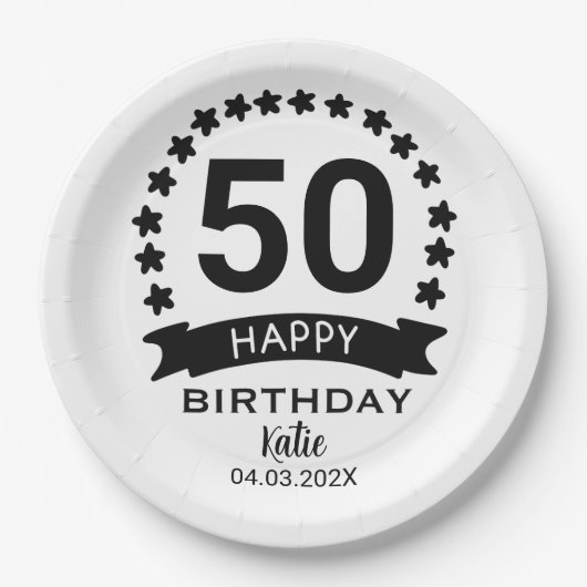 Benutzerdefinierter Geburtstag Pappteller (Vorderseite)