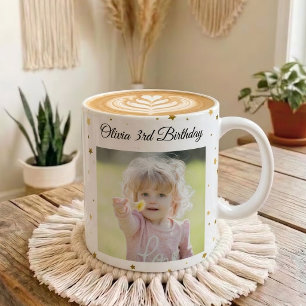 Benutzerdefinierter Geburtstags-Fotomug Mädchen J Kaffeetasse