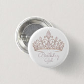Benutzerdefinierter Geburtstagsprinzessin Blush Pi Button (Vorne & Hinten)