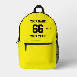 Benutzerdefinierter gelber schwarzer Name, Nummer, Bedruckter Rucksack