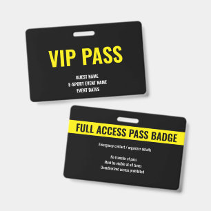 Benutzerdefinierter Gelber VIP-Gast Minimalistisch Ausweis