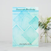 Benutzerdefinierter geometrischer Aquamariner Abst Briefpapier (Stehend Vorderseite)