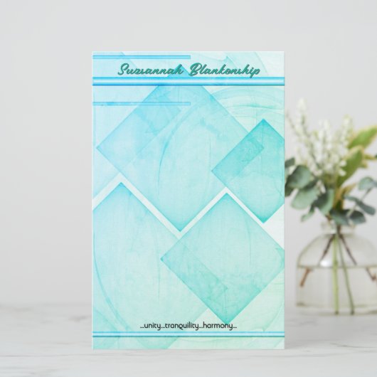 Benutzerdefinierter geometrischer Aquamariner Abst Briefpapier (Stehend Vorderseite)