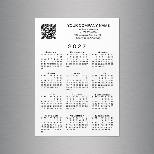 Benutzerdefinierter Geschäft- QR-Code 2027 Kalende Magnetkarte